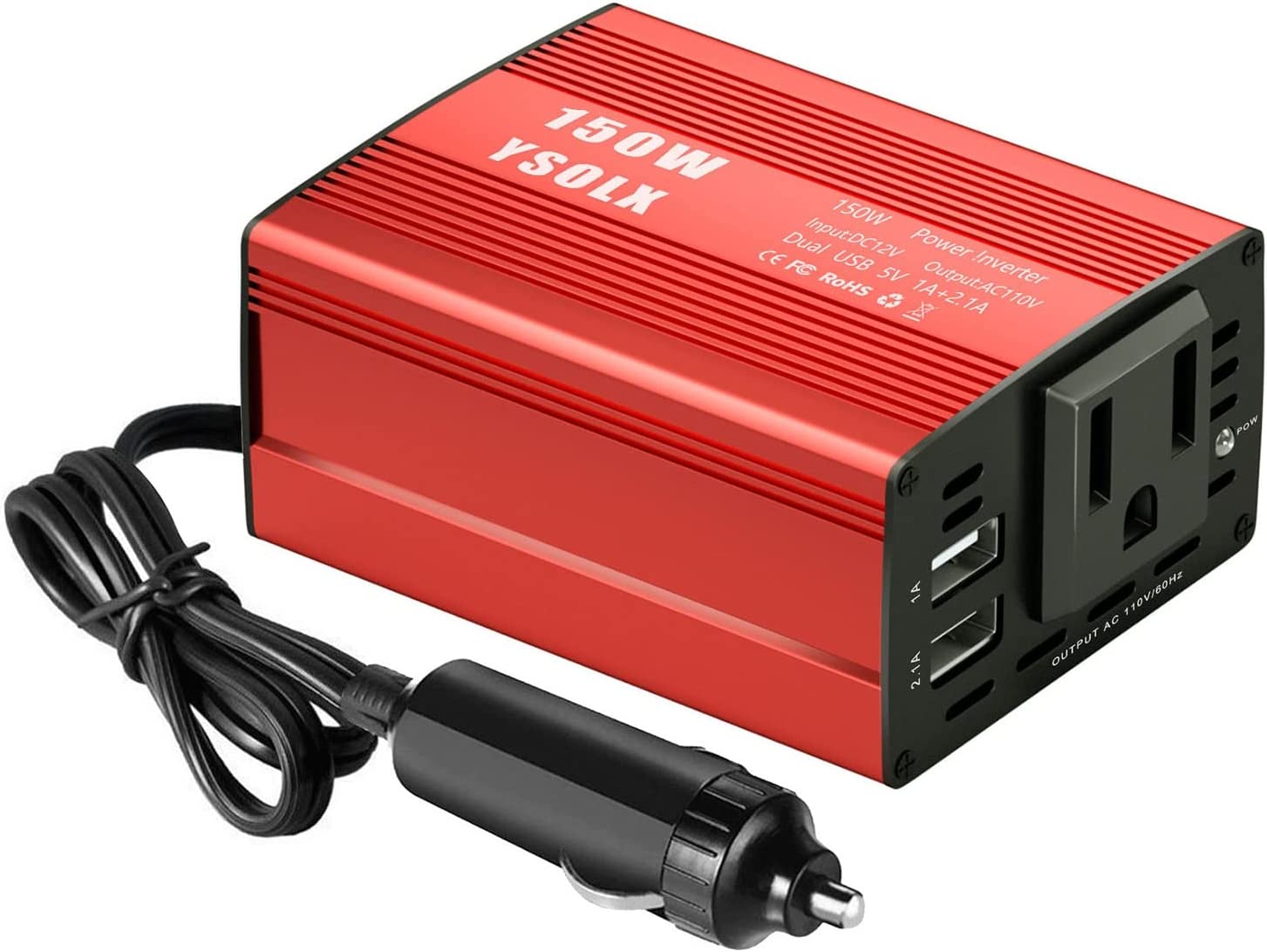 150W Car Power Inverter DC 12V to 110V AC Outlet Converter with 3.1A Dual  USB Car Charger Adapter