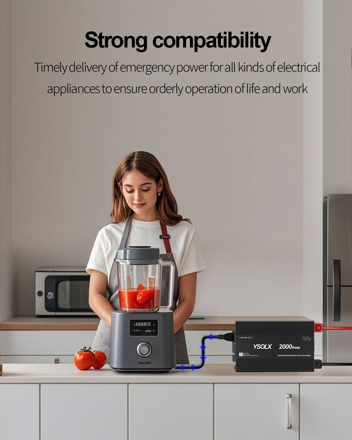 YSOLX 2000W Pure Sine Wave Inverter - Car Power Inverter 12V to 110V/120V AC Converter for Home, RV, Truck, AC Hardwire Port, Remote Controller