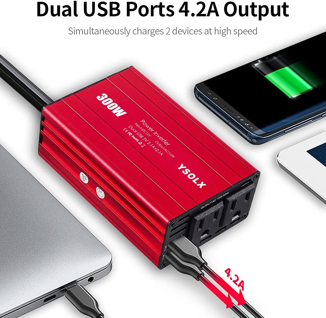 300W Power Inverter DC 12V to AC 110V Converter