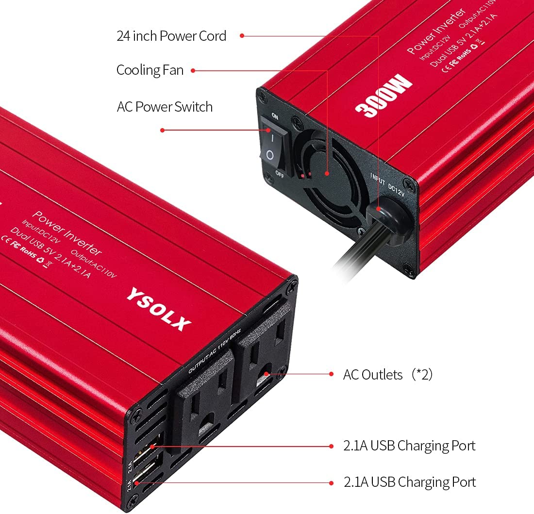 300W Power Inverter DC 12V to AC 110V Converter