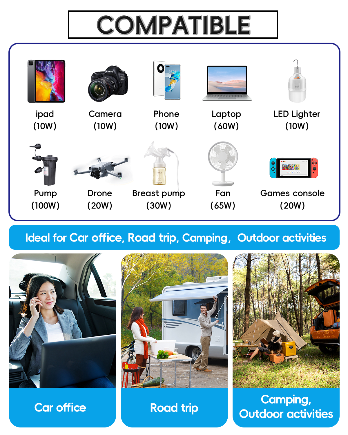 200W Car Charger Adapter DC 12V to AC 110V