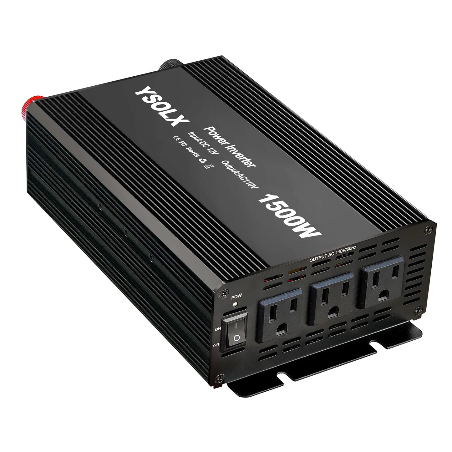 YSOLX 1500W Power Inverter 12V to 110V，Dc to Ac Inverter 3 AC Outlets