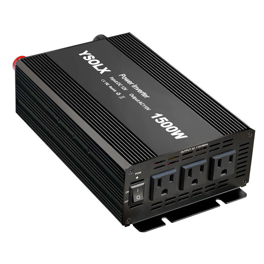 YSOLX 1500W Power Inverter 12V to 110V，Dc to Ac Inverter 3 AC Outlets