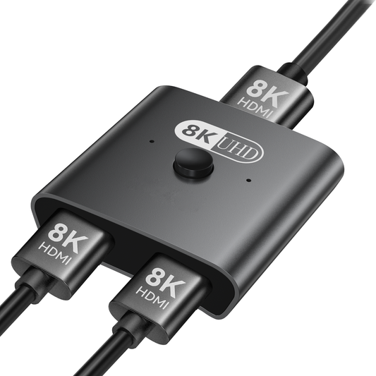 HDMI Switch 8k@60Hz Splitter, Aluminum Bidirectional HDMI Switcher 2 in 1 Out, Manual HDMI Hub Supports HD Compatible with Xbox PS5/4/3 Blu-Ray Player Fire Stick Roku