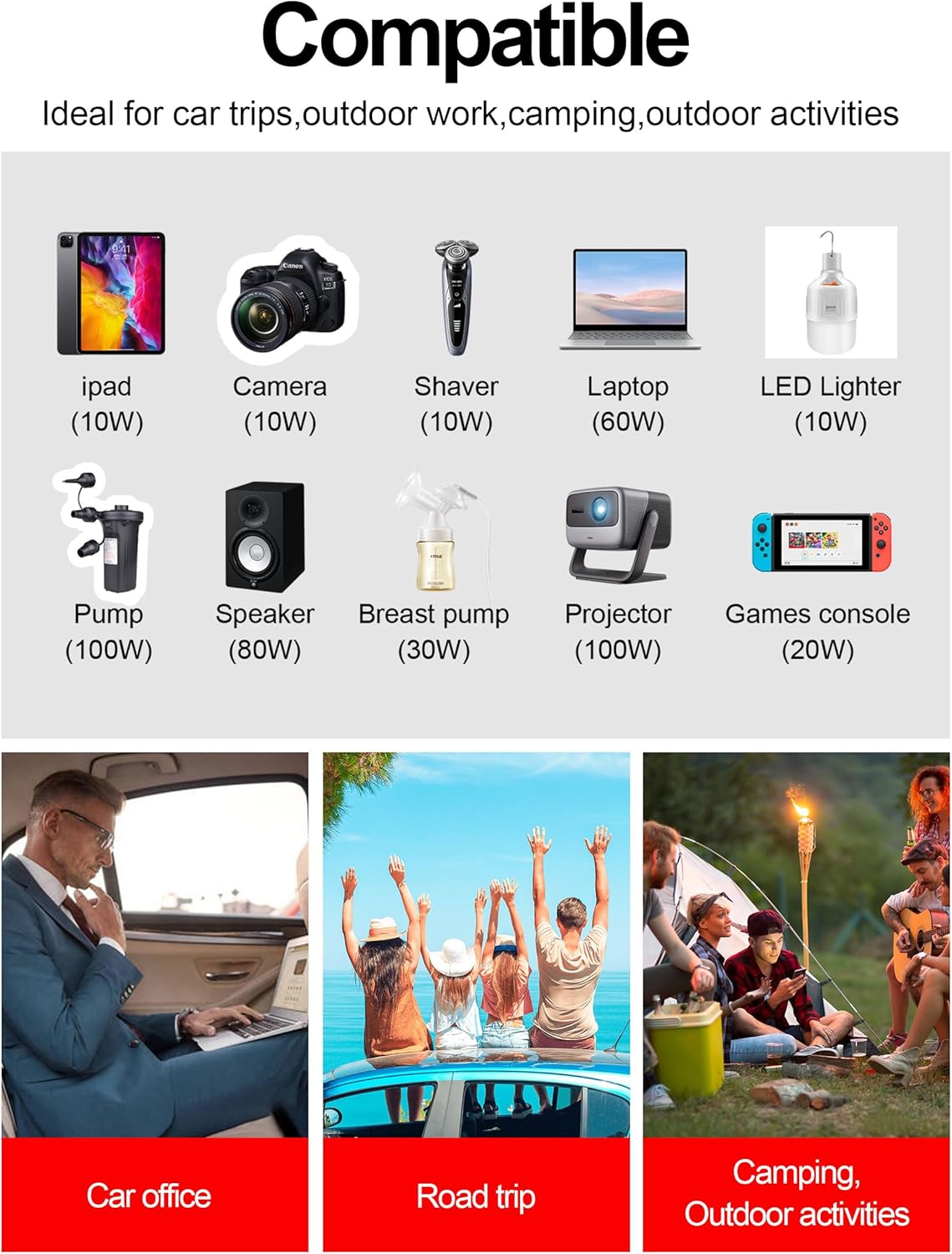 YSOLX 600W Power Inverter, DC 12V to 110V AC Car Inverter with Dual USB C/A Fast Car Charger Adapter(Updated)