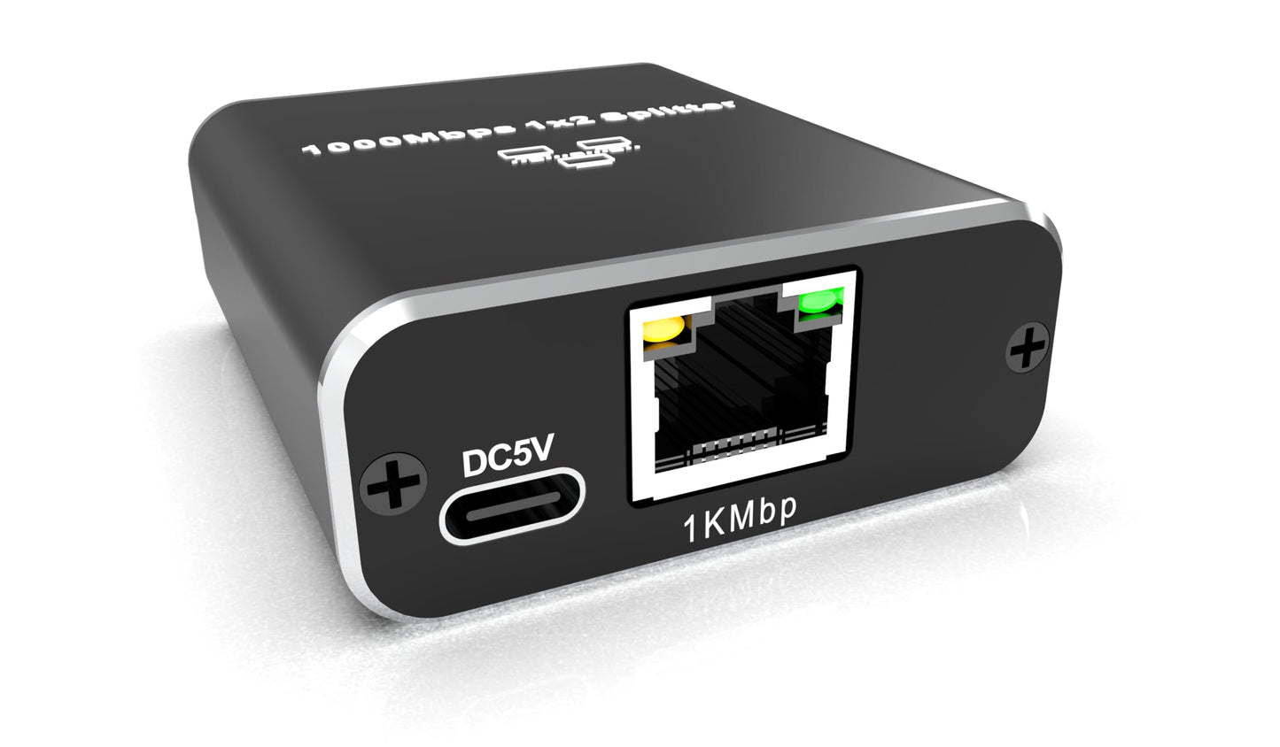 Ethernet Splitter 1 to 2 1000Mbps Internet Cable Splitter 1 in 2 Out High Speed Either Network Splitter Gigabit Dual LAN RJ45 Port Router Switch Work with Cat6/7/8 Cable