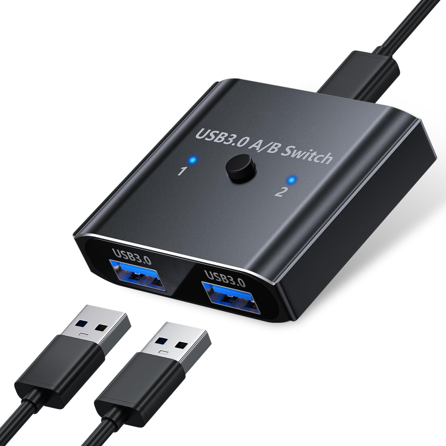 USB 3.0 Switch, Bi-Directional USB Switch 1 in 2 Out/2 in 1 Out, USB Switcher 2 Computers Sharing Devices