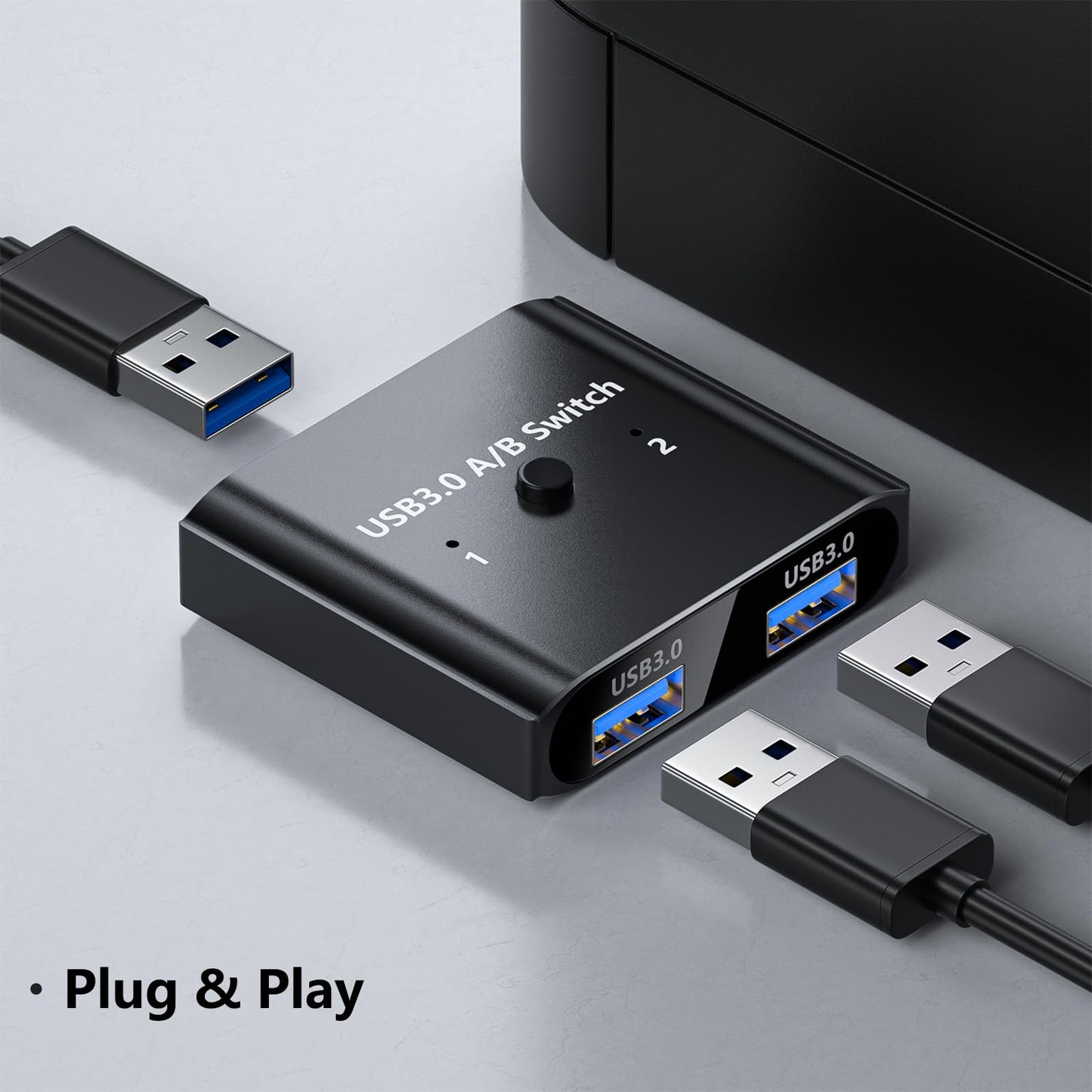 USB 3.0 Switch, Bi-Directional USB Switch 1 in 2 Out/2 in 1 Out, USB Switcher 2 Computers Sharing Devices