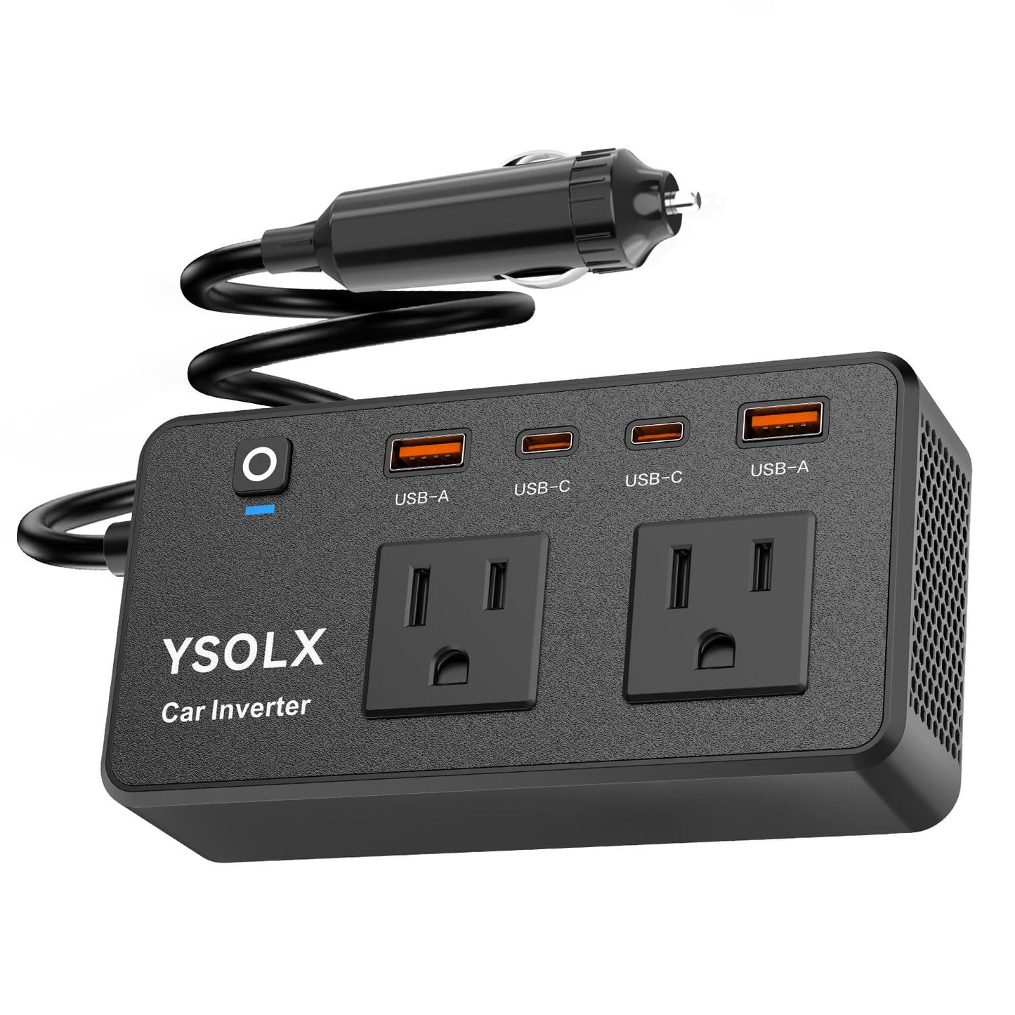 200W Car Power Inverter - YSOLX Dual DC 12V to 110V AC Car Outlet Adapter to Wall Plug, 24W Fast Charging USB-C&USB-A, Portable Charger Converter with for Laptops, Phones